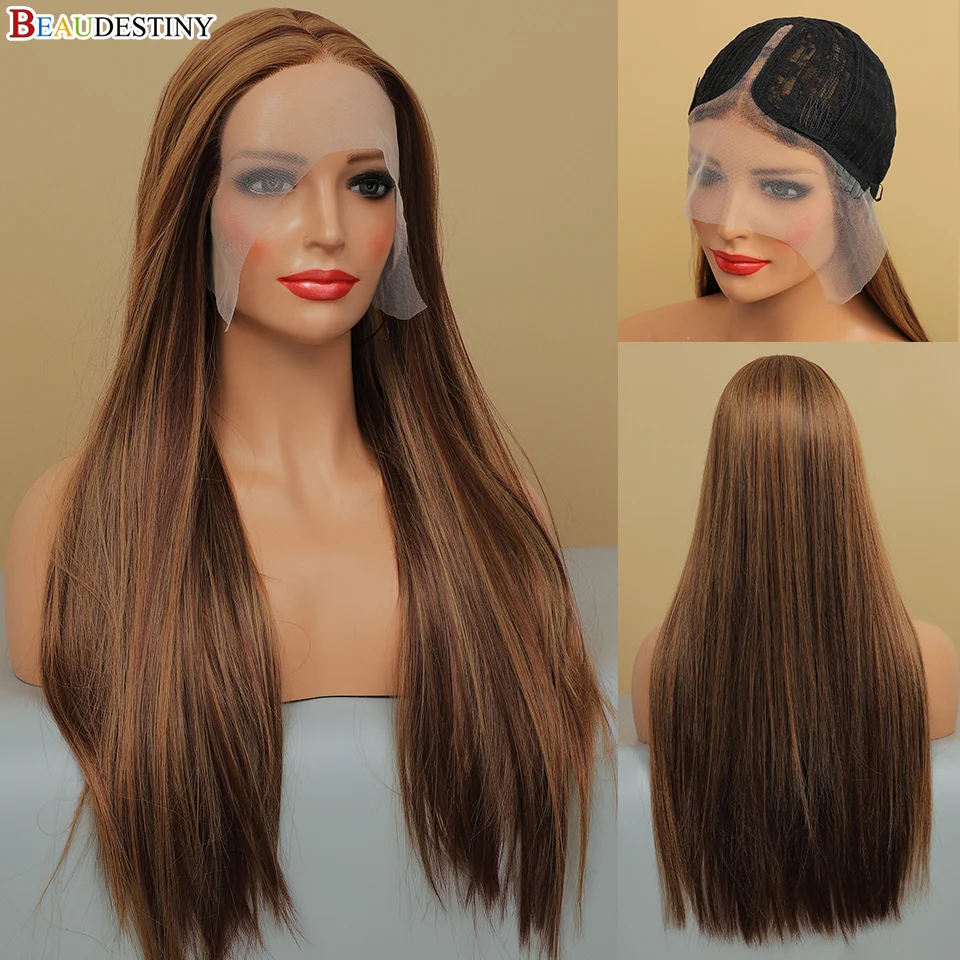 

Highlight Wig Synthetic 360 Lace Frontal Wig Ombre Lace Front Wigs For Black Women 18"-28" Honey Blonde Straight Lace Front Wig