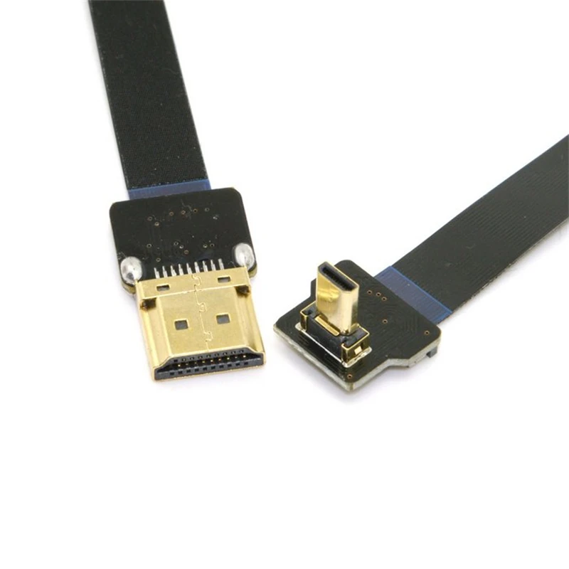 Плоский кабель 90 градусов вверх под углом FPV Micro HDMI-совместимый штекер к FPC для ТВ