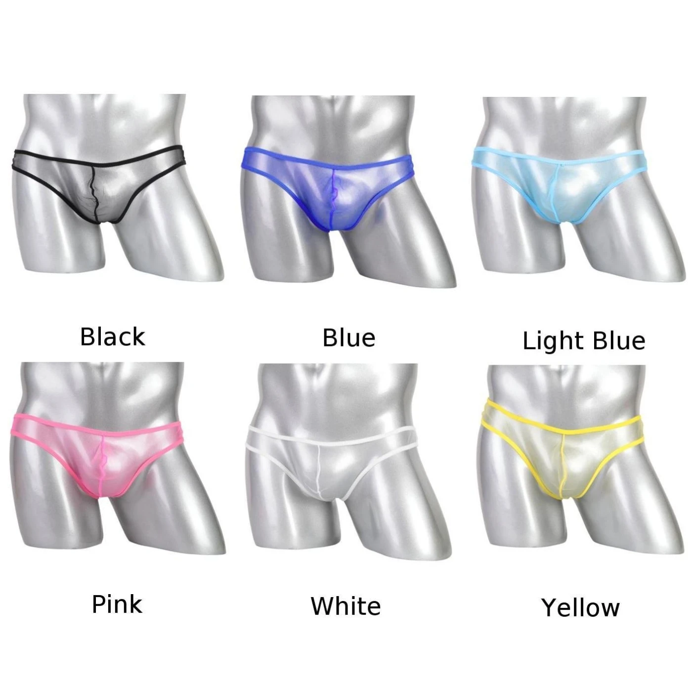 

Men's Briefs Sexy Soft See Through Underpants G-string Thong Lingerie Pouch Underwear Solid Color Low Waist Breathable Male New