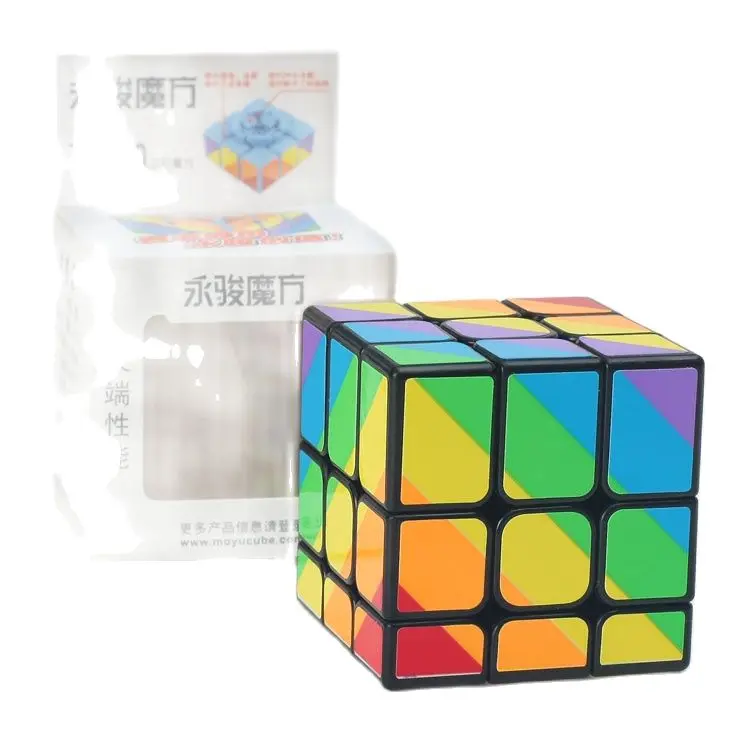 Оригинальный YJ неравный 3x3 Радужный куб Yongjun 3x3x3 магический пазл 57 мм черный