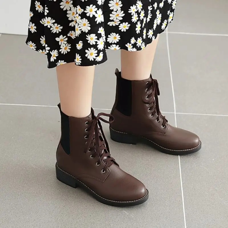 

RIZABINA New Women Ankle Boots Mixed Color Winter Shoes Women Fashion Cool Short Boots Woman Footwear Size 33-43