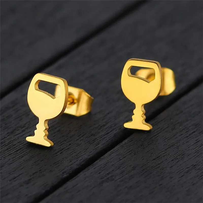 Женские серьги гвоздики из нержавеющей стали в виде стакана|Серьги-гвоздики| |