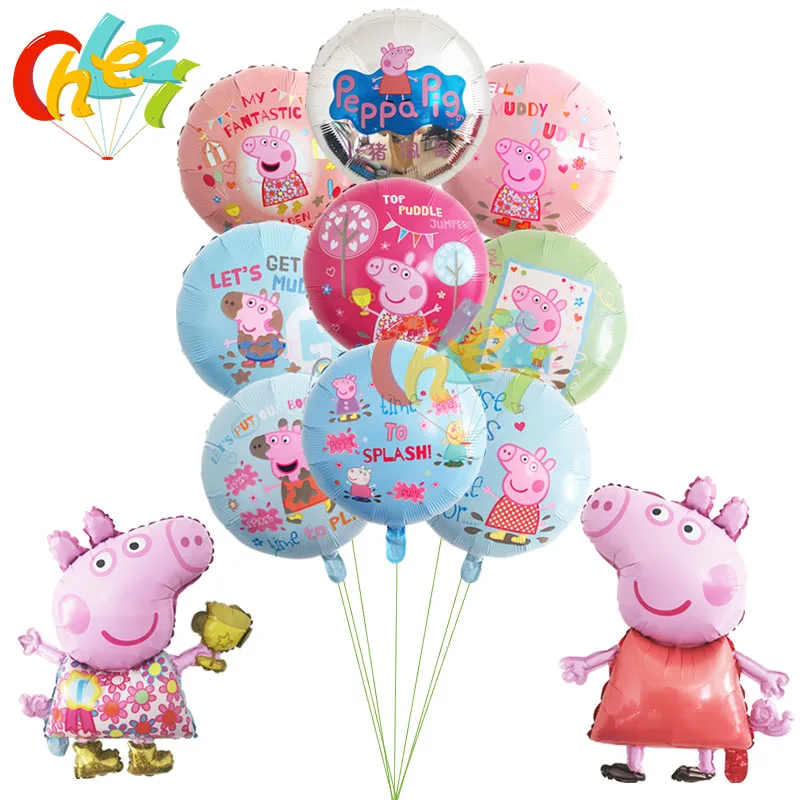 9 шт. PEPPAPIG воздушные шары из фольги с изображением Джорджа, украшения для дня рождения, Детские воздушные гелиевые шары