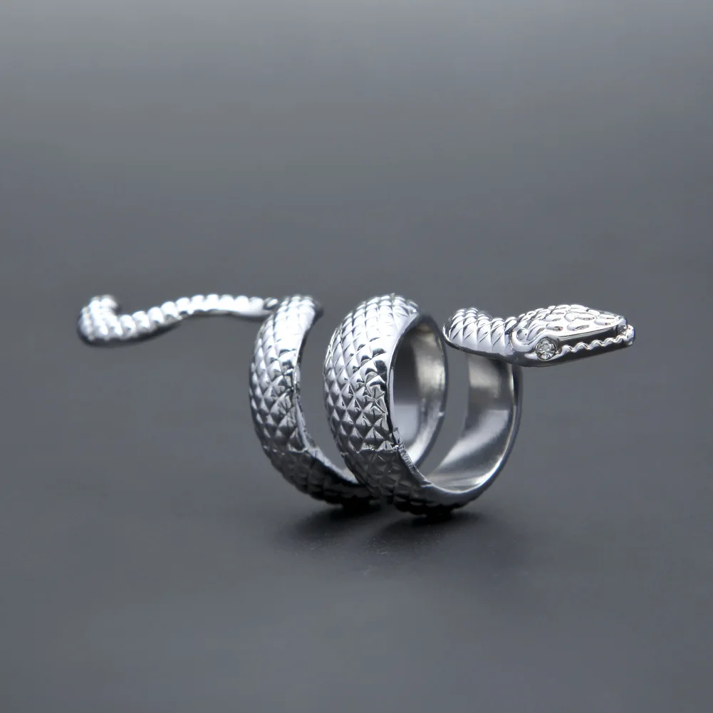 

1PC Punk Personality Long Snake Ring For Women Men Rock Hip Hop Metal Color Animals Finger Ring Party Jewelry