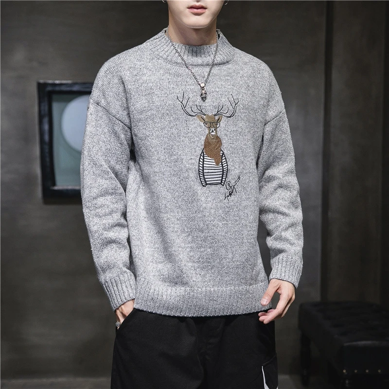 

Mens Oversized Sweaters Fashion Autumn Knitted Sweater for Man Full Sleeve Knit Pullove Men Clothing 2021