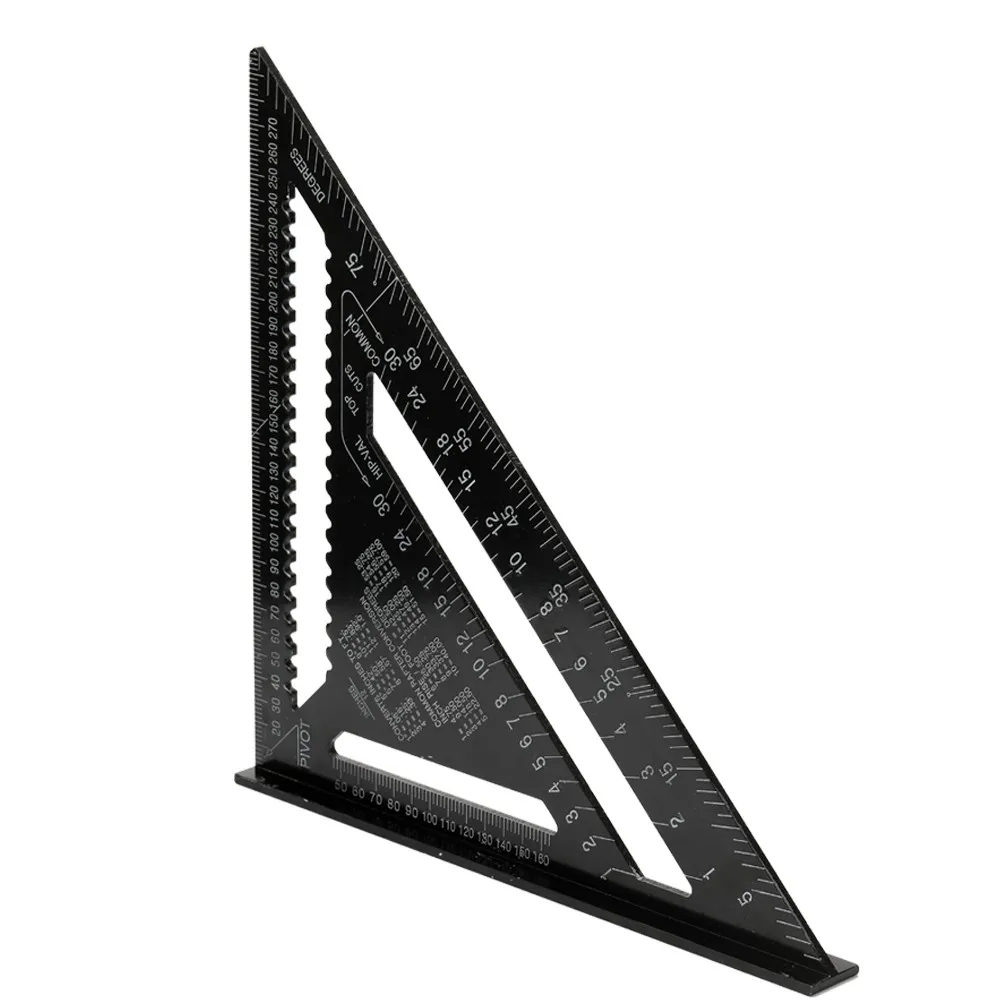 

Aluminum Alloy Triangle Rulers 90 degrees 45 degrees Set Square 12in Black Metric Square Ruler