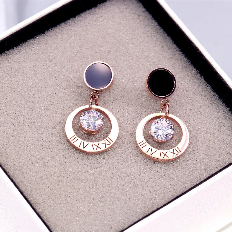 

Luxury Stainless Steel Hanging earrings for women crystal earrings jewelry for women 2021