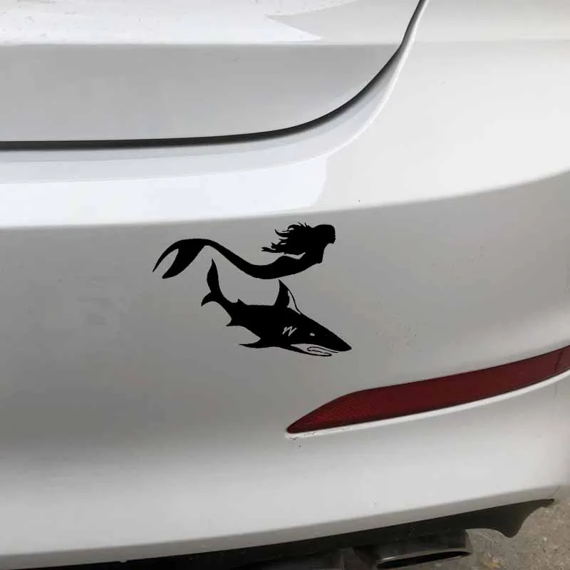 

Car Sticker Decal Car Sticker Mermaid Girl and Shark Fish Marine Waterproof PVC Sticker Marine Black/Silver 15.8cm * 10.5cm