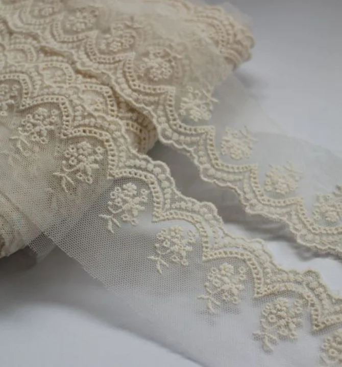 2 м/лот ширина 6 см бежевая кружевная ткань из 100% хлопка для украшения дома сделай
