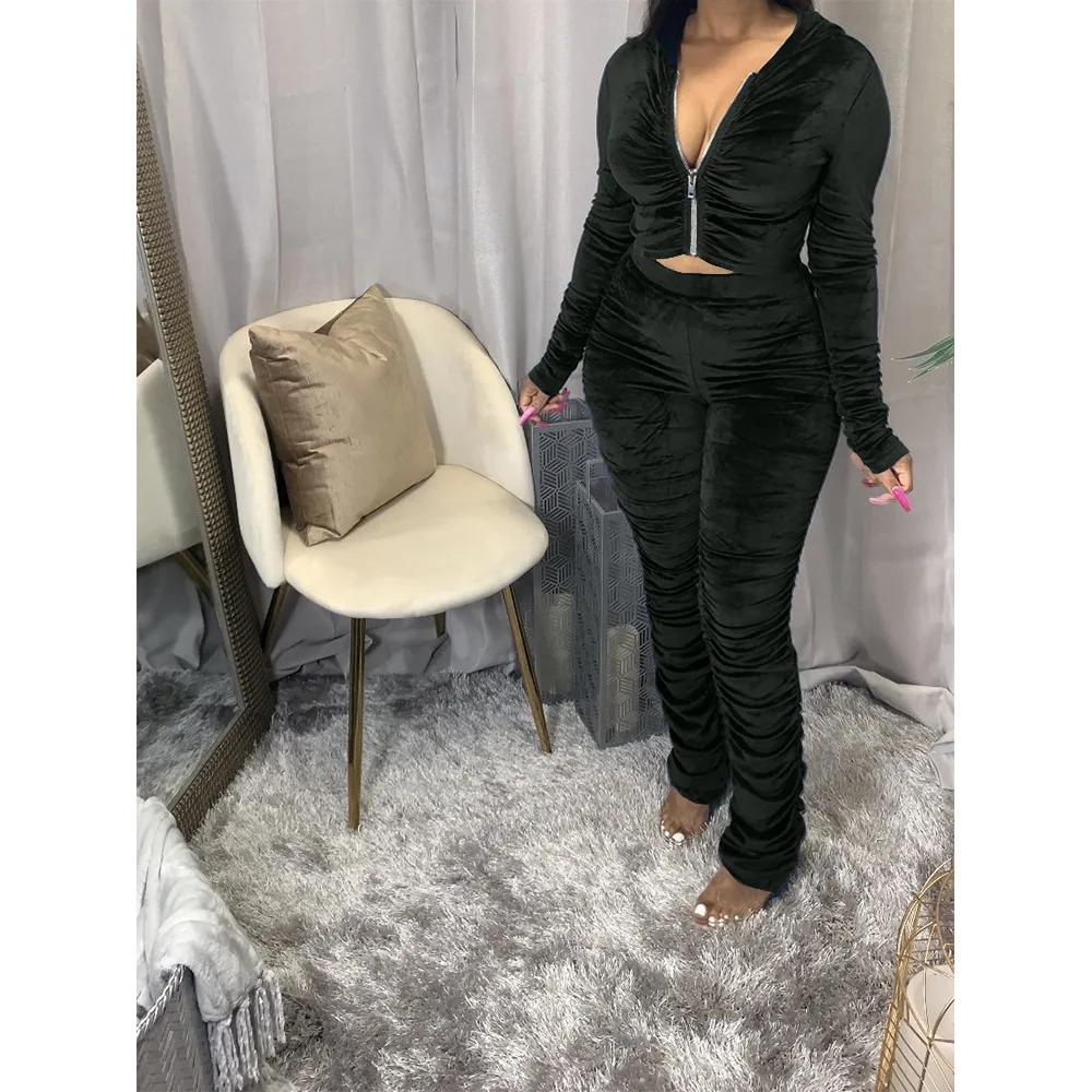 

Velvet Women Set Tracksuit 2 Piece Set Outfits Plus Size Casual Sweatshirt Sweat Suit Women Matching Two Piece Set Top and Pants