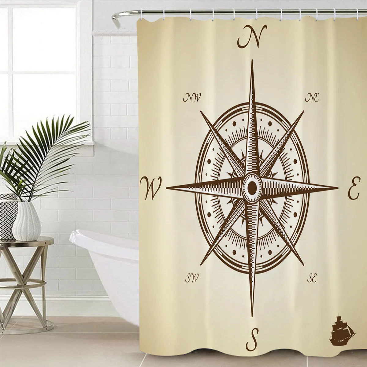Желтый компас Ретро стиль водонепроницаемая занавеска для душа украшение дома