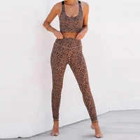 leopard gym set wear women clothing yoga fitness leggings sport suit work out active sportswear outfit sports legging suits