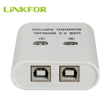LiNKFOR Mini Manual Share Switch USB 2.0 2 Way Port Splitter 1 Printer Device to 2 PCs USB 2.0 Sharing Switch Adapter For Window