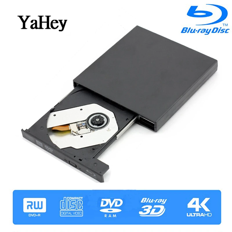 Bluray плеер Внешний USB 2 0 DVD привод Blu Ray 3D 25 г 50 BD R ROM CD/DVD RW записывающее устройство для