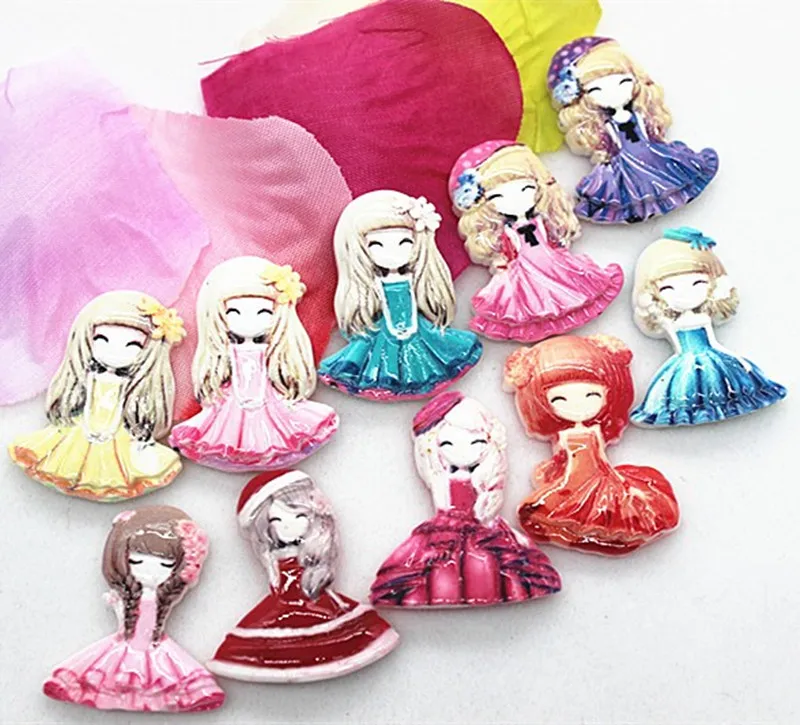 50 шт. смешанных узоров кабошон для девочек из кабошона с мультипликационным