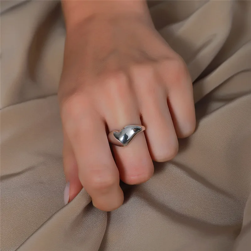 Женское Винтажное кольцо серебряного цвета в форме сердца и звезды модное