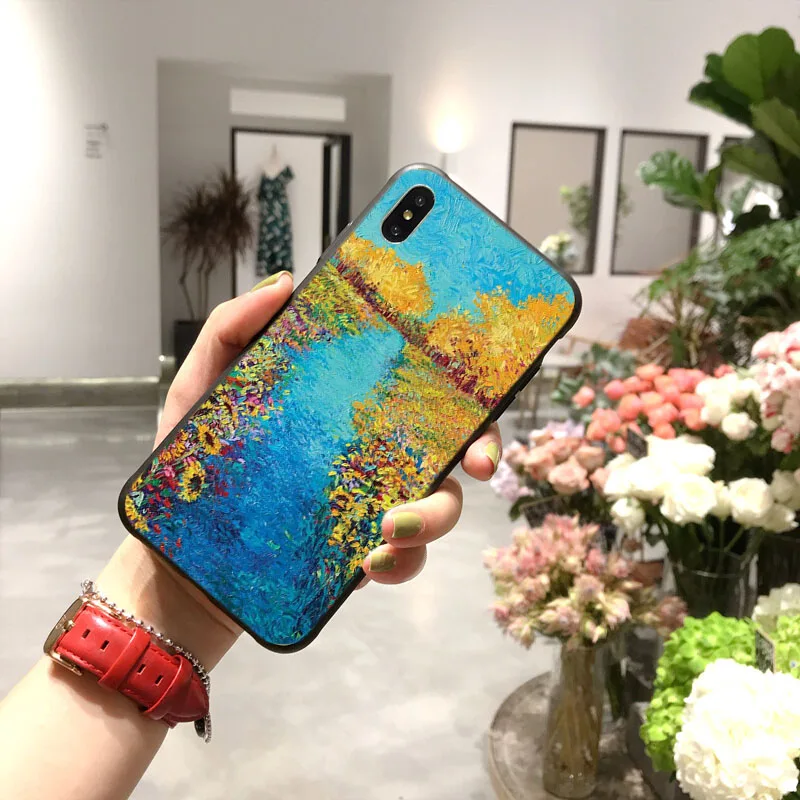 Ван Гог Картина маслом ТПУ мягкий силиконовый черный чехол для телефона iPhone 11 pro XS