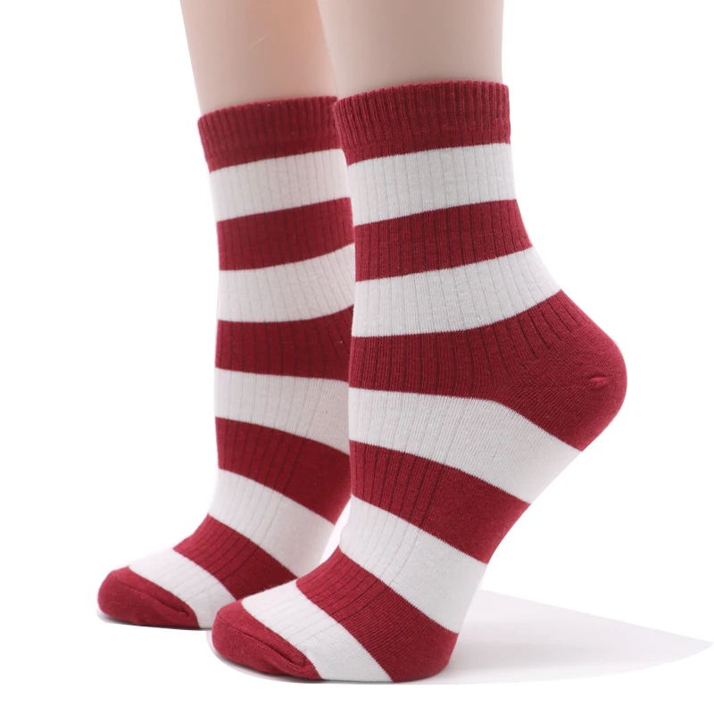 

2021 Funny Women Warm Cotton Short Socks Accessories Fashion Girl Female Stripe Breathable Pattern Sox Spring Autumn Sock