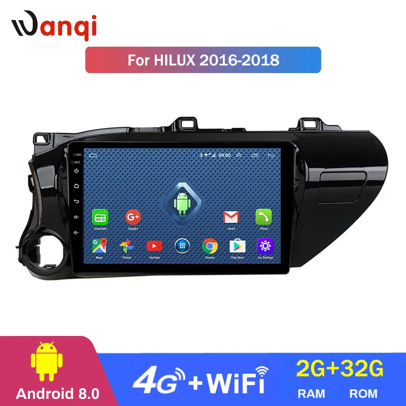 

4G Lte Full Netcom 10,1 дюймовый Android 10,0 блок для Toyota Hilux 2016-2018 автомобильный DVD-радио стерео плеер мультимедийная навигация GPS