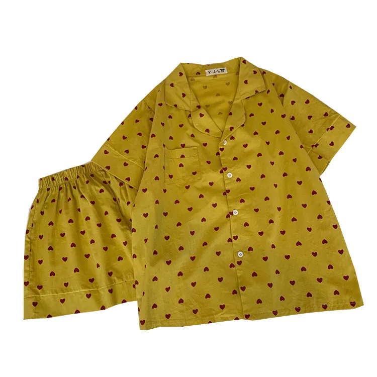 Love Printed Pajamas Women's 2021 Summer New Short Cotton Nightgown Lovely Home Clothes Female Sleepwear Sleeping Wear Nightwear
