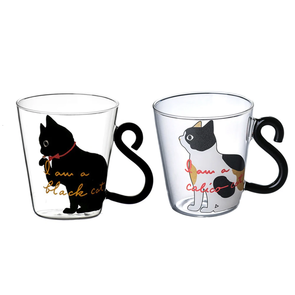 250 мл Милая креативная кружка для кофе с изображением кота молока воды стеклянная