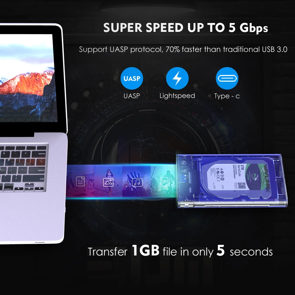 Wavlink HDD чехол 2 5 SATA для USB 3 0 адаптер жесткий диск Корпус &quotSSD коробка внешний