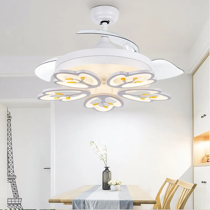 

Simple LED ceiling lamp living room chandelier with fan northern Europe restaurant fan invisible lamp free shipping
