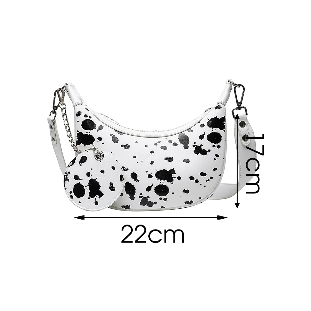 

Splash Ink Design Small PU Leather Half Moon Bags For Women 2020 Tend Shoulder Handbags Female Travel Branded Crossbody Bag