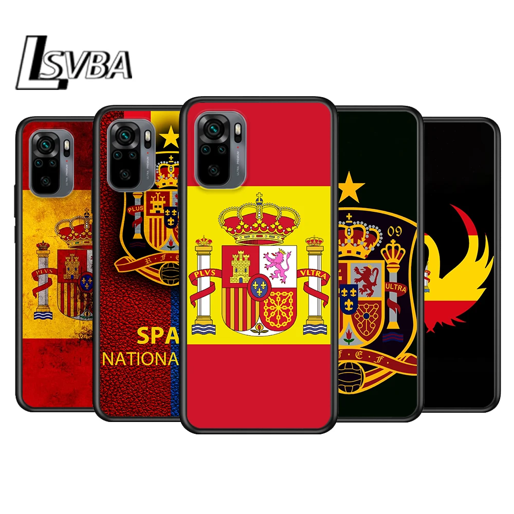 

Spain Spanish flag for Xiaomi Redmi Note 10 10S 9 9T 9S 9Pro Max 8T 8Pro 8 7 6 5 Pro 5A 4X 4 Soft Black Phone Case