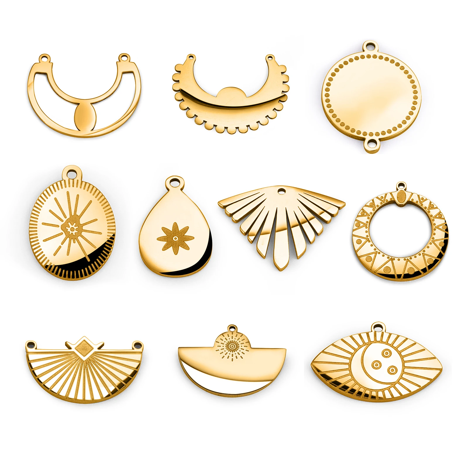 5/10Pcs Stainless Steel Pendant Charms Gold Silver Color DIY Bohemian Earring Necklace Bracelet Jewelry Making Accessories