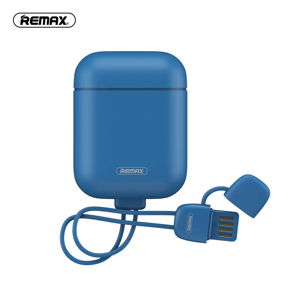 REMAX силиконовый защитный чехол для Airpod противоударный мягкий кожаный чехол для Airpods funda protectora наушники 2.1A зарядный чехол - Цвет: Синий