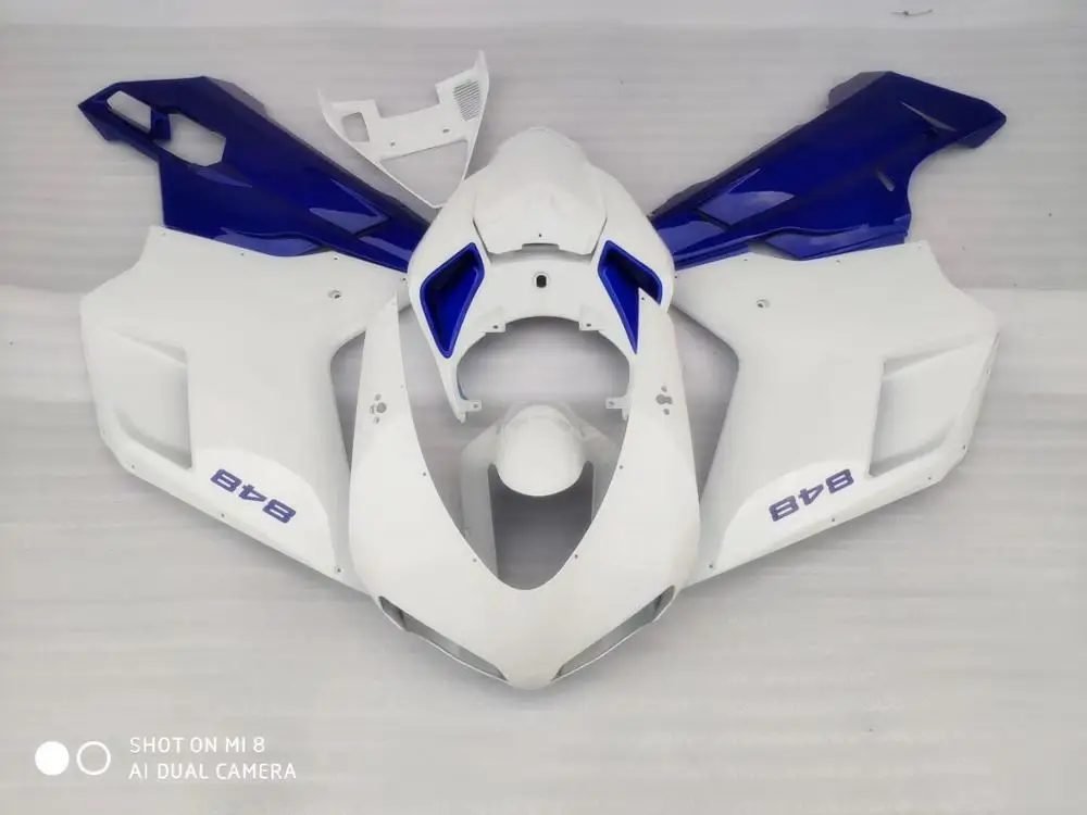 

В наличии Новый ABS Набор обтекателей кузова мотоцикла 100% подходит для Ducati 848 1098 1198 на заказ бесплатно синий белый