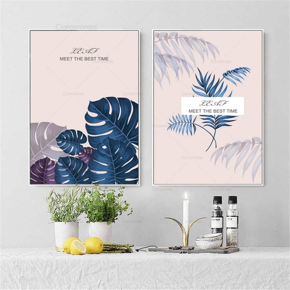 

Nordic Purple Pink Color Leaves Cuadros Poster Canvas Painting Posters And Prints Wall Art Living Room Decoration Home Decor