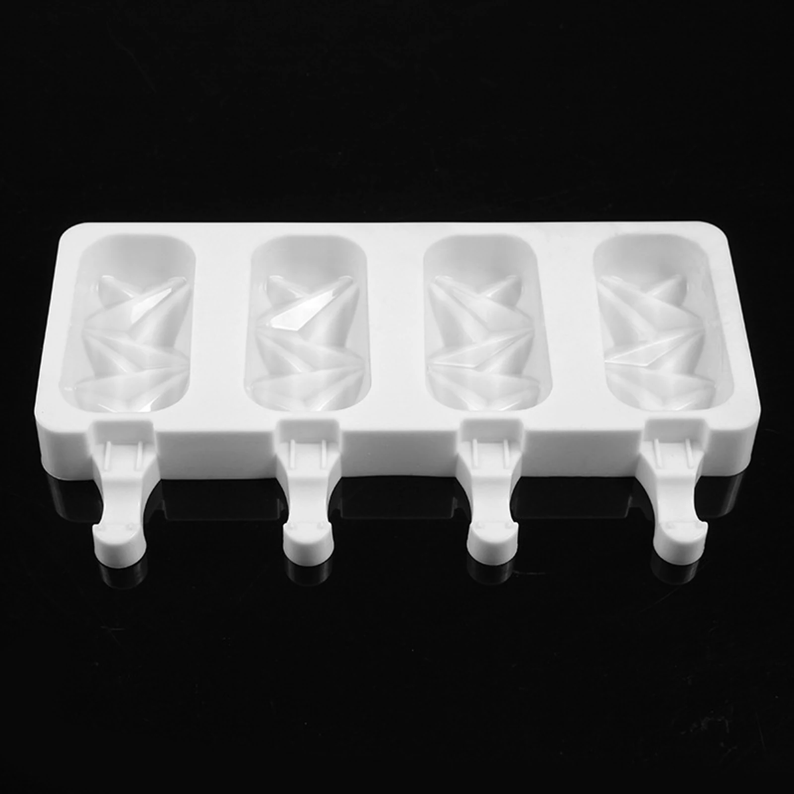 

Silicone Ice Cream Mold, Four Grids Large Capacity DIY Dessert Kitchen Accessory (White)