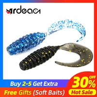 ardea soft lures silicone bait 12pcs 41mm 0 8g artificial curly worm tail worm swimbait bass wobblers luminous fishing tackle