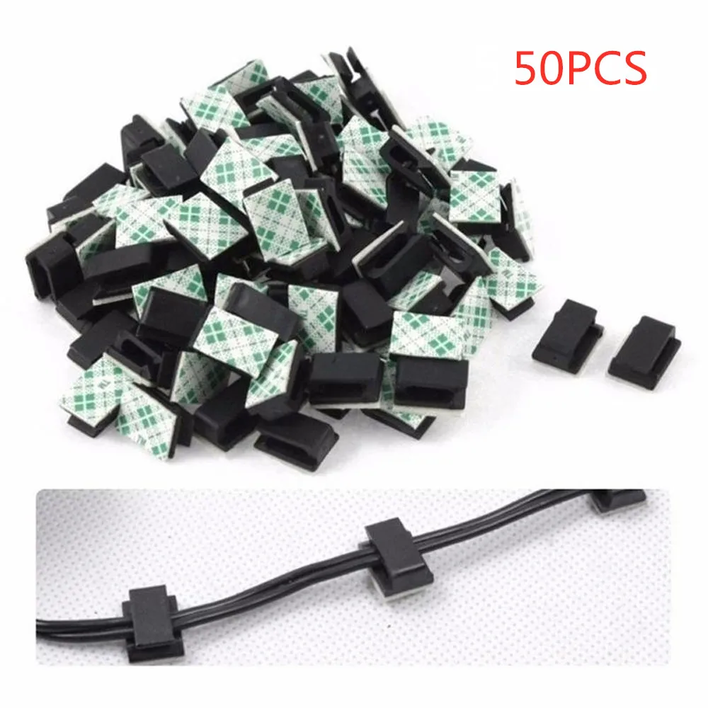 

50pcs self-adhesive Car Fixed Clip Car GPS Data Cable Light Cord Decorative Wire Fixing Organizer Wire Management Harness Clamp