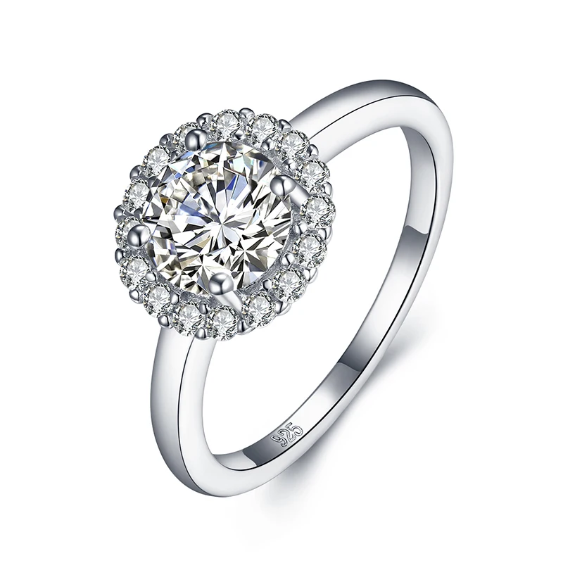 ANZIW модные 925 стерлингового серебра Halo круглые кольца обручальные Свадебные