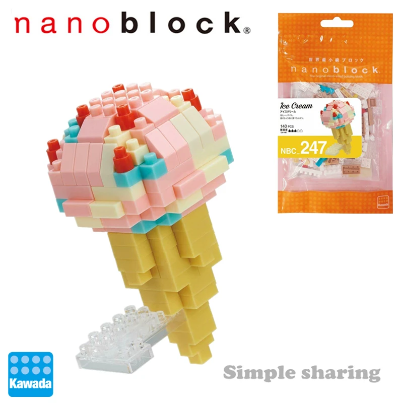 Kawada Nanoblock мороженое конус 140 штук Мини кирпичи головоломка Новый NBC-247 забавные