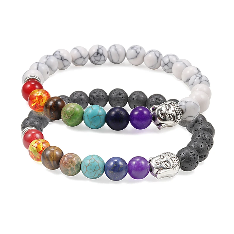 Натуральный черный матовый вулканическая лава 8 мм бусины рейки 7 Чакра Будда