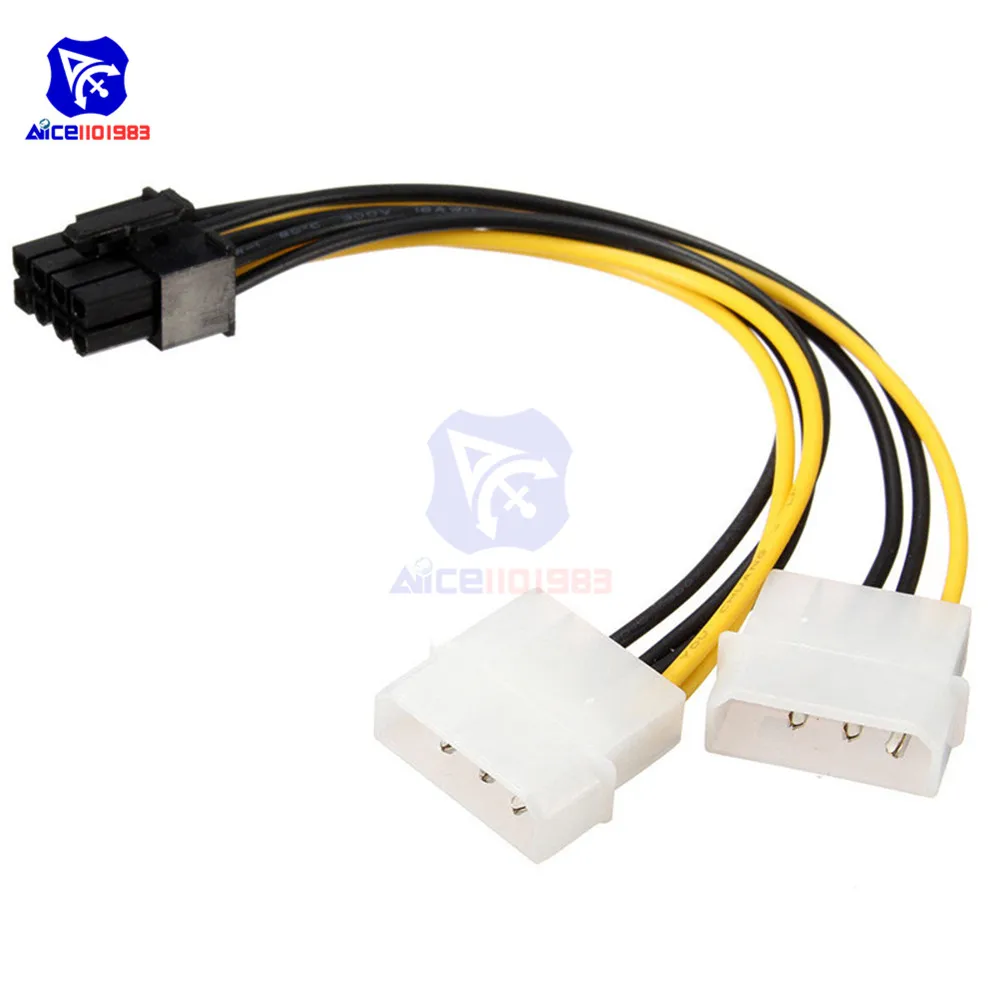 Двойной разъем Molex 16 см IDE 4PINx2 4PIN 4 PIN к PCI E 8PIN Express конвертер адаптер кабель питания