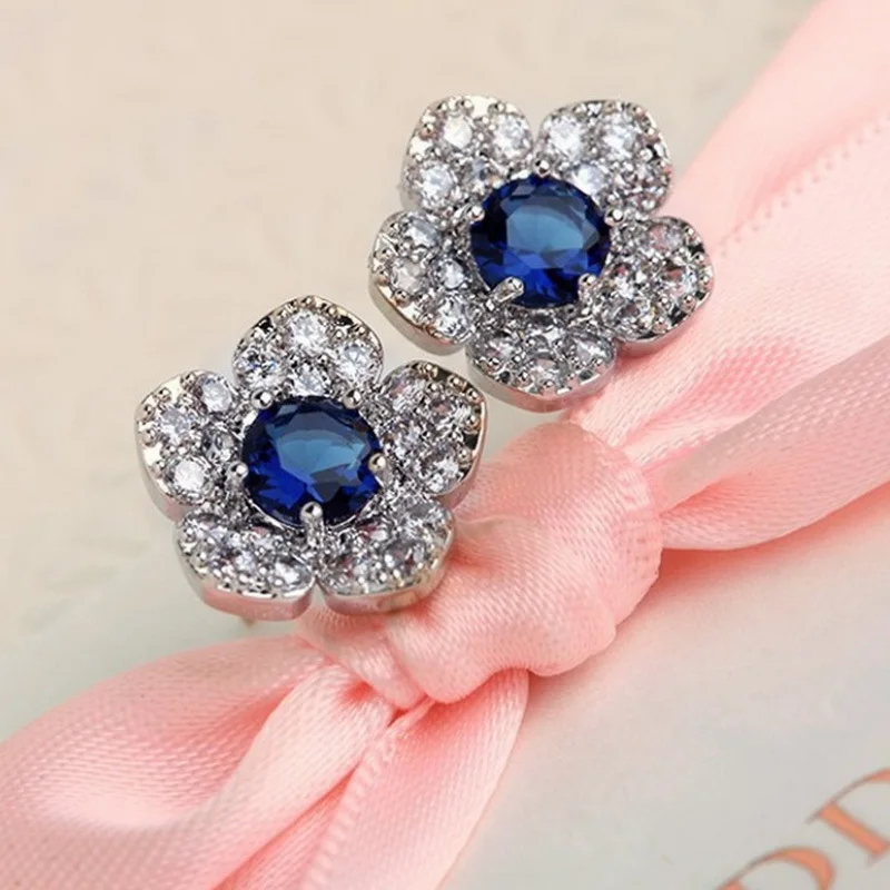 Новые высококачественные серьги с серебряным белым дном вишневого цвета голубым