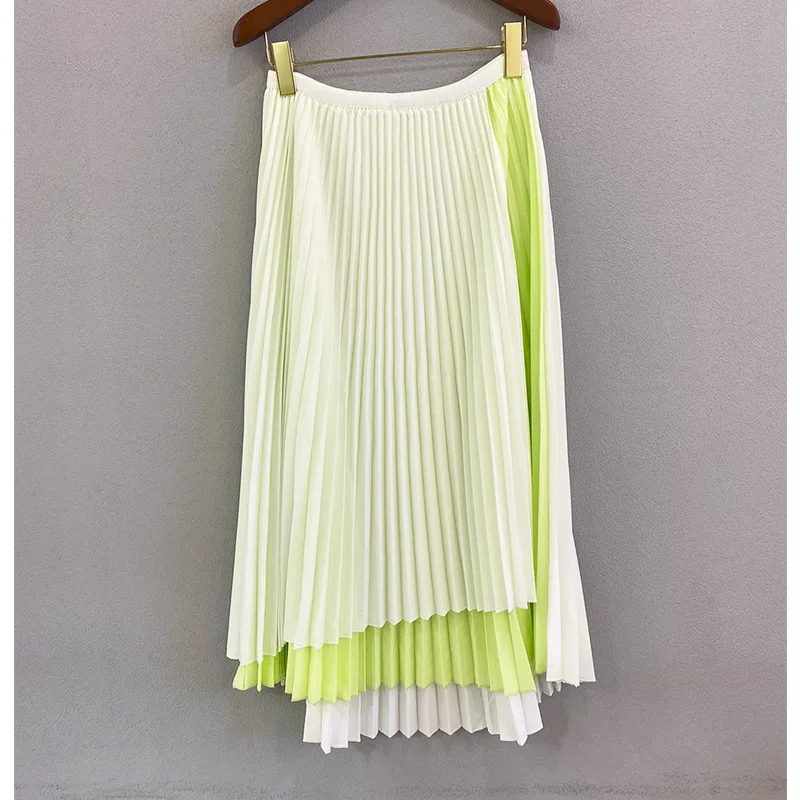 Юбка женская плиссированная Асимметричная контрастных цветов эластичная с