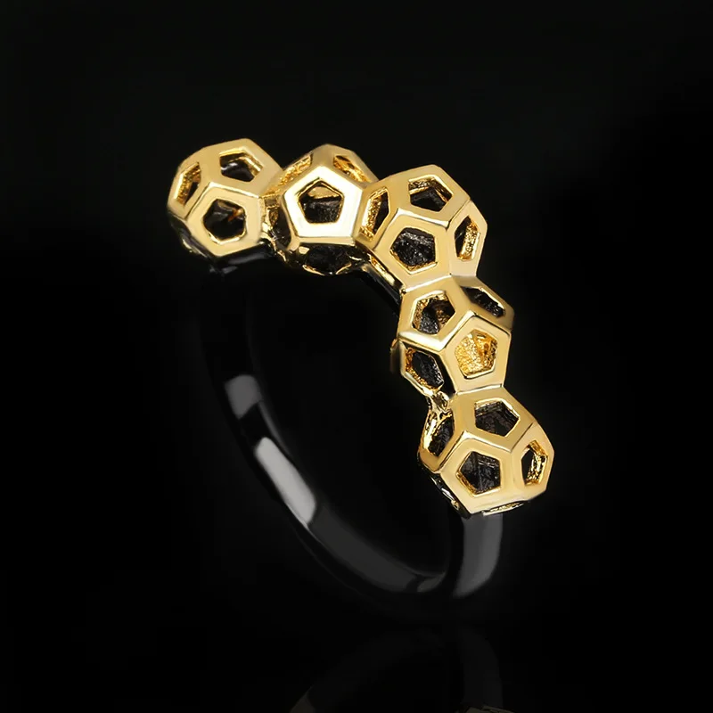

High Quality Vintage Gold Five Consecutive Geometric Spherical Ring For Ladies Wedding Reception Party Jewelry Gift