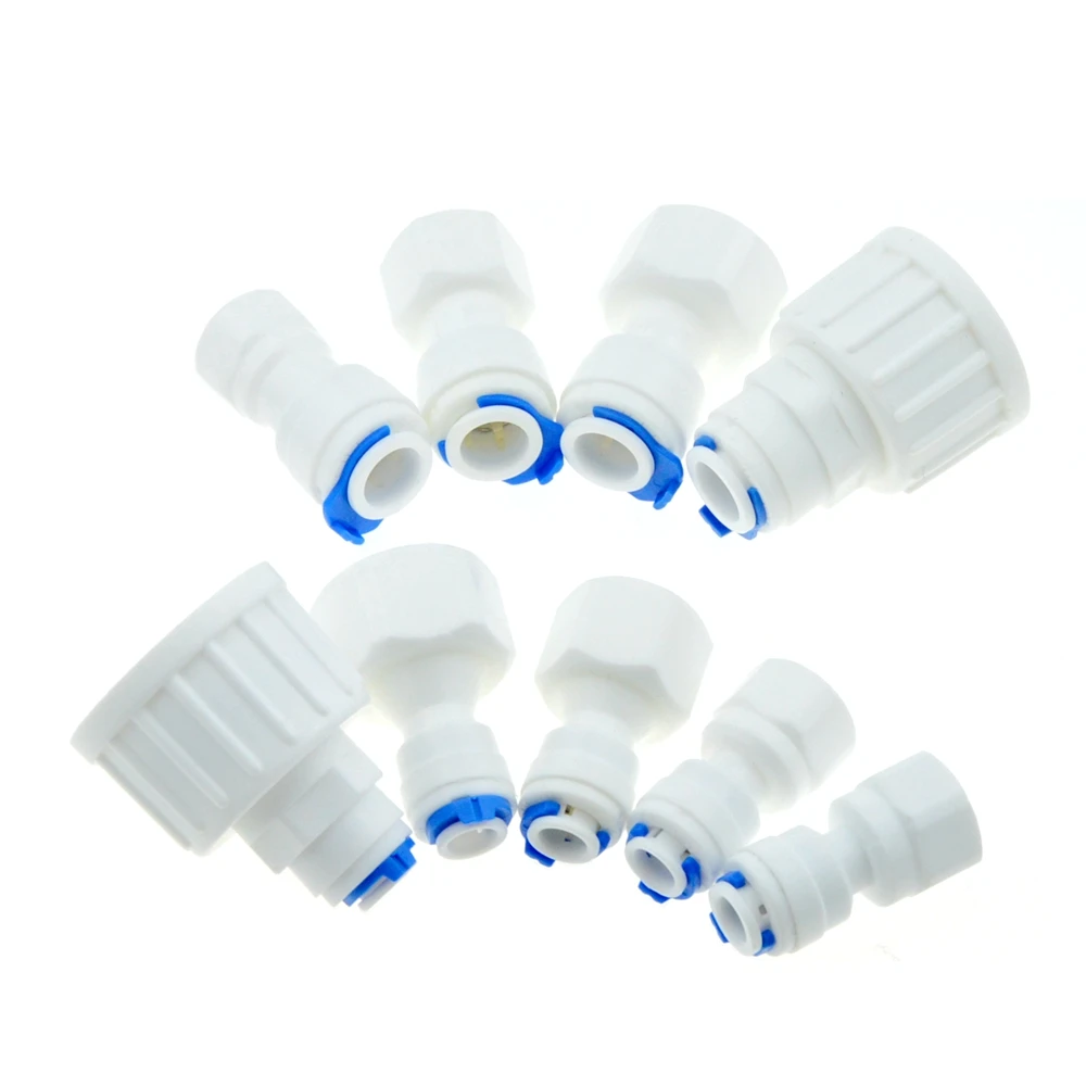 

Reverse Osmosis RO Water System Fitting 1/4" 3/8" Inch 8mm OD Hose Tube 1/4" 1/2" 3/4" 1/8" Female Plastic Pipe Quick Connectors