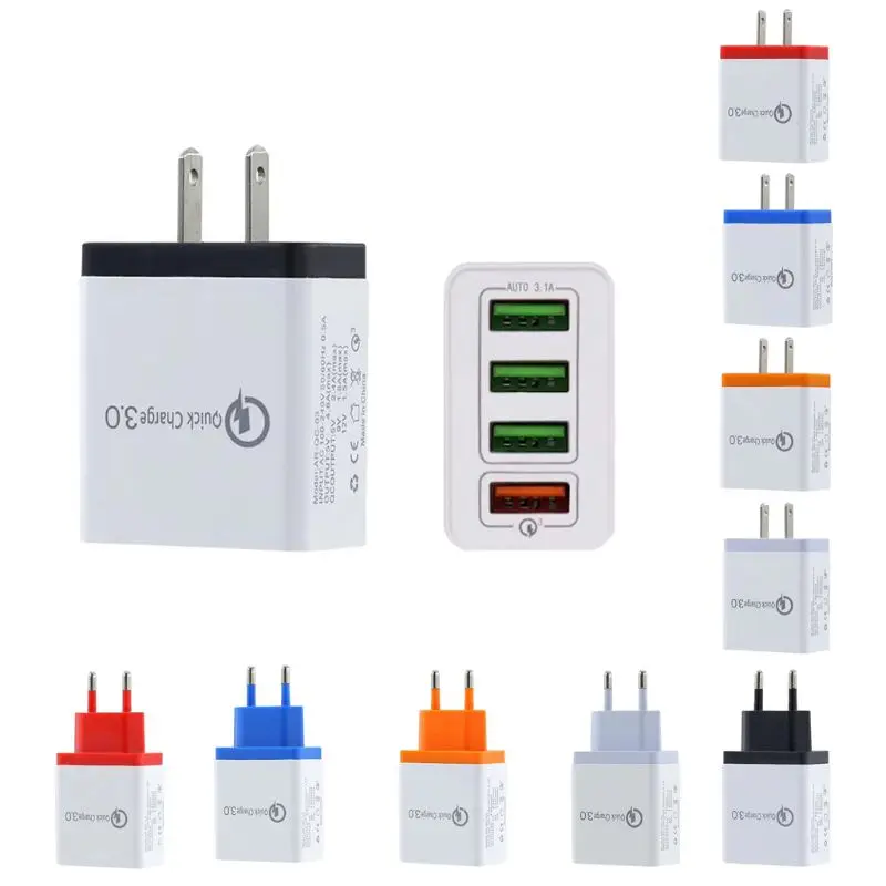 EU/US Plug Универсальное зарядное устройство QC3.0 Быстрая зарядка 4 usb порта