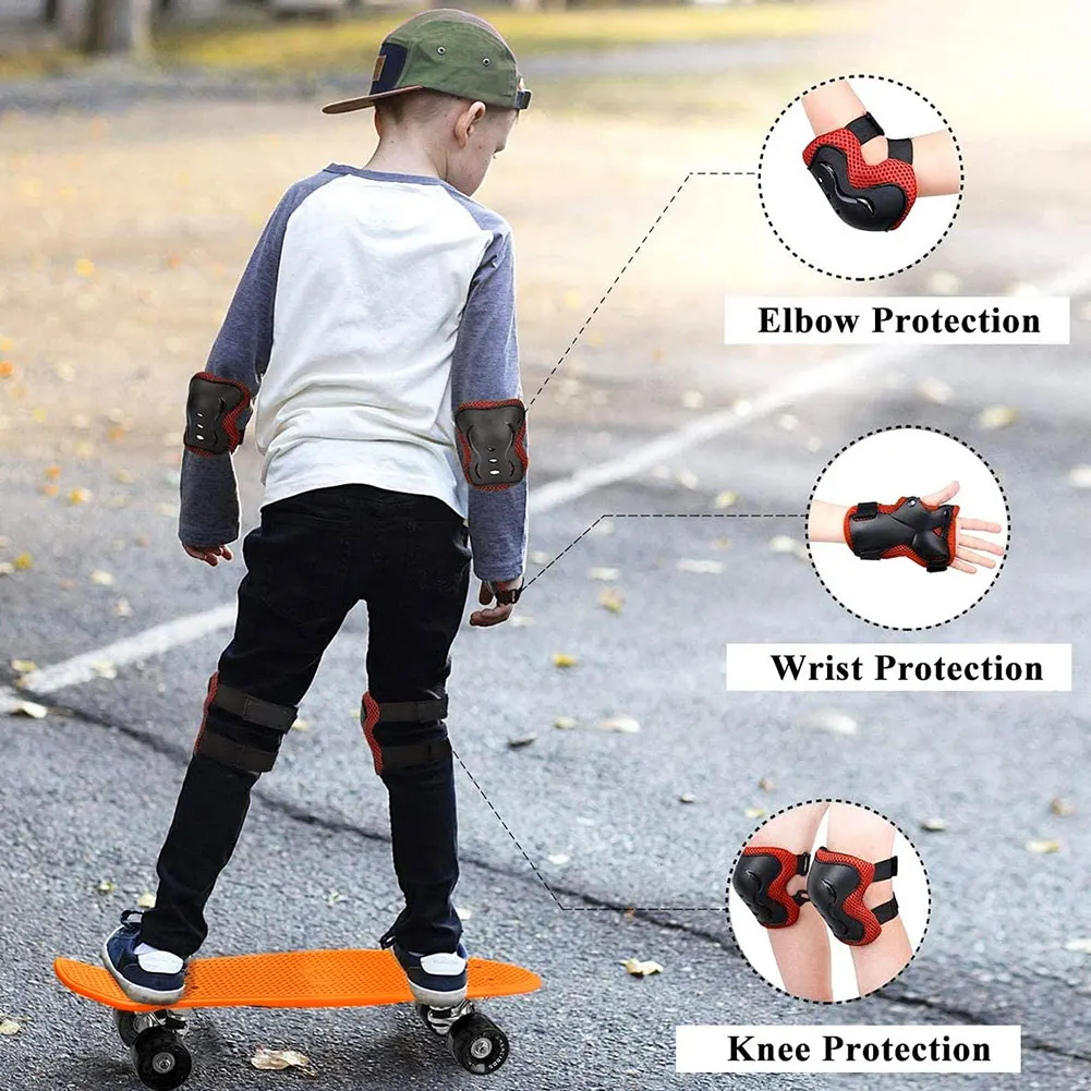 

Kids Boy Girl Knee Elbow Pad Sets Children Cycling Skate Bicycle Helmet Protection Safety Guard Suitable For Children Aged 3-7