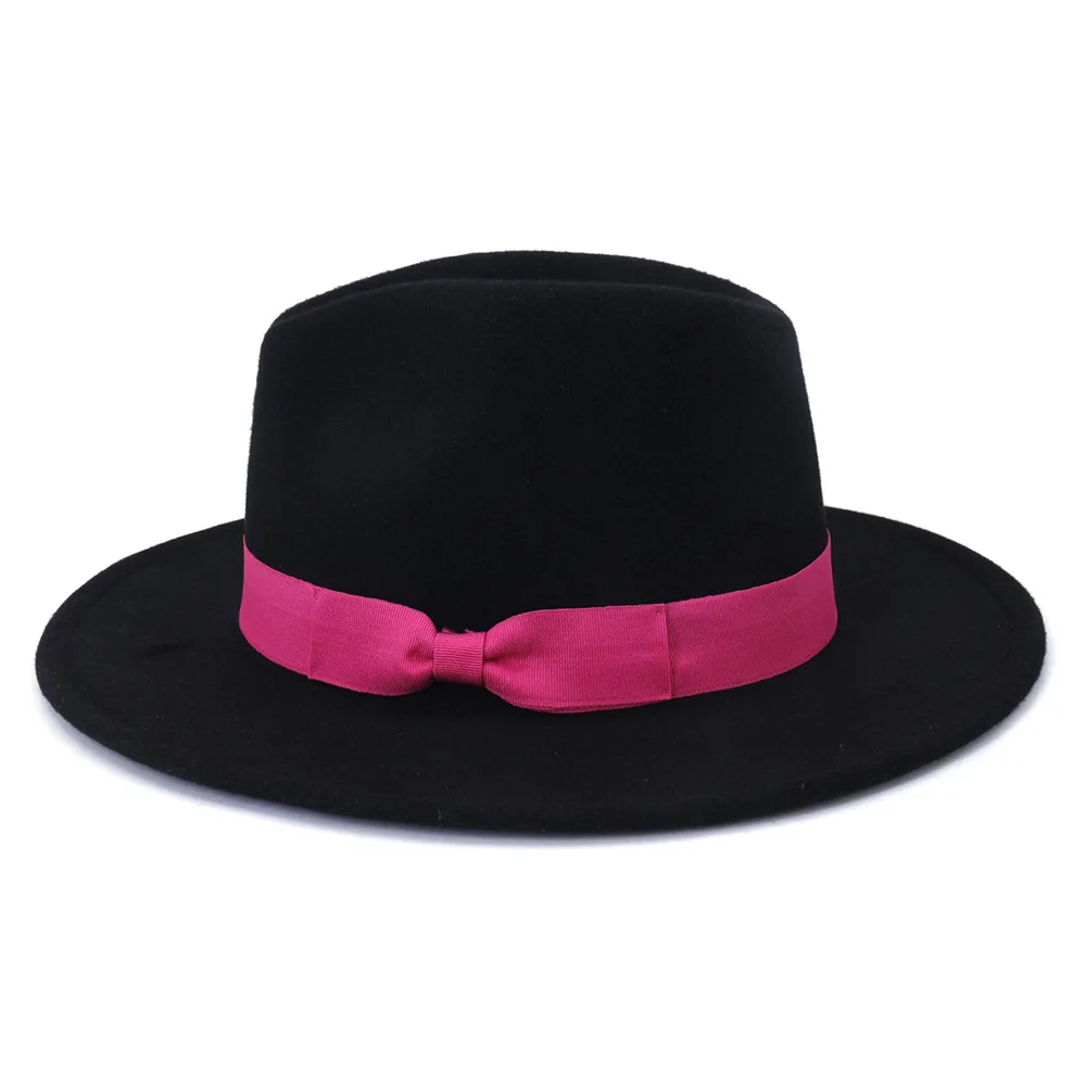 Бесплатная доставка классическая черная шляпа Федора женская джазовый топ с