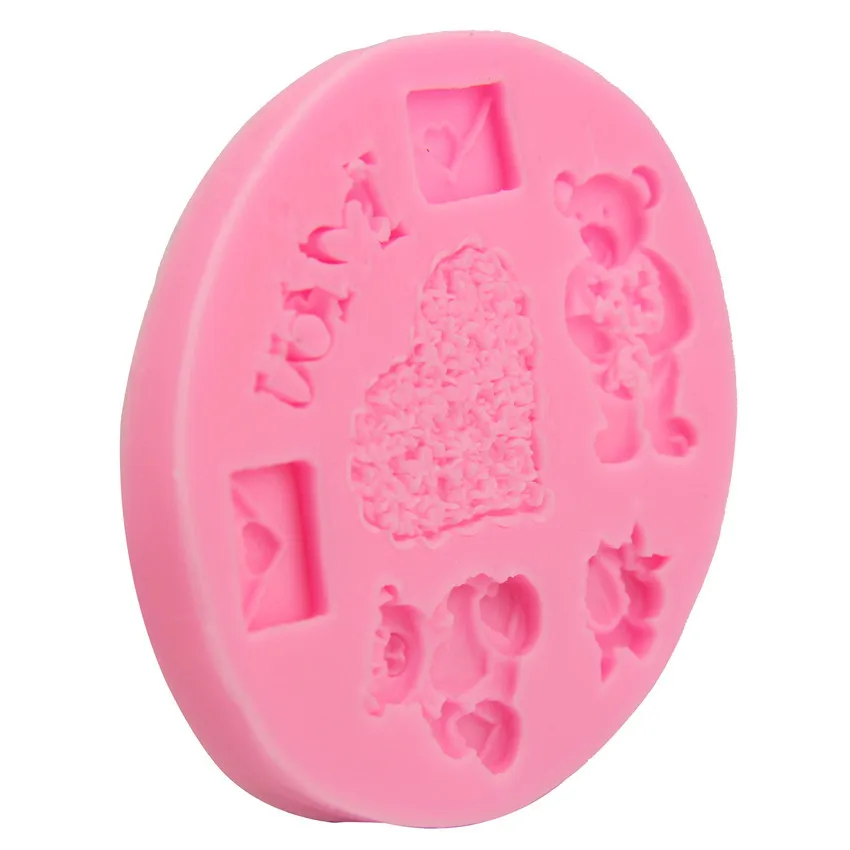 Bear Heart Envelope Fondant Cake Silicone Mold Baking Chocolate DIY Tools Jelly Decorating | Дом и сад
