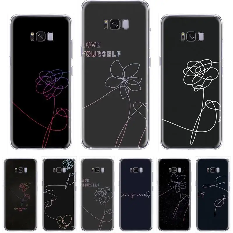 Мягкий резиновый чехол из ТПУ с рисунком love yourself и цветами для Samsung Galaxy S5 S6 S7 S8 S9 S10