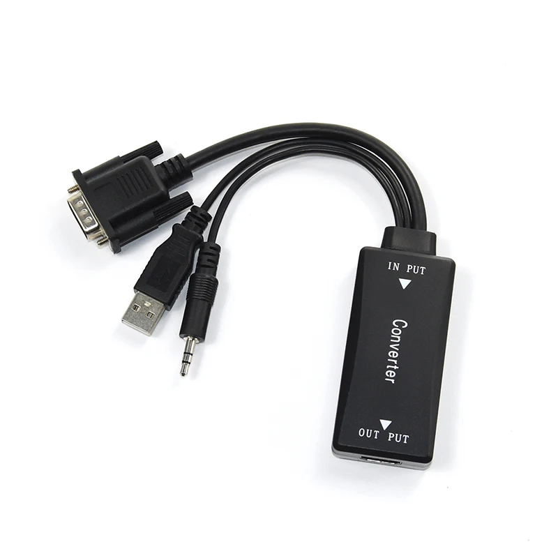 CABLETIME преобразователь из VGA в HDMI кабель с USB питания 3 5 мм аудио адаптер для